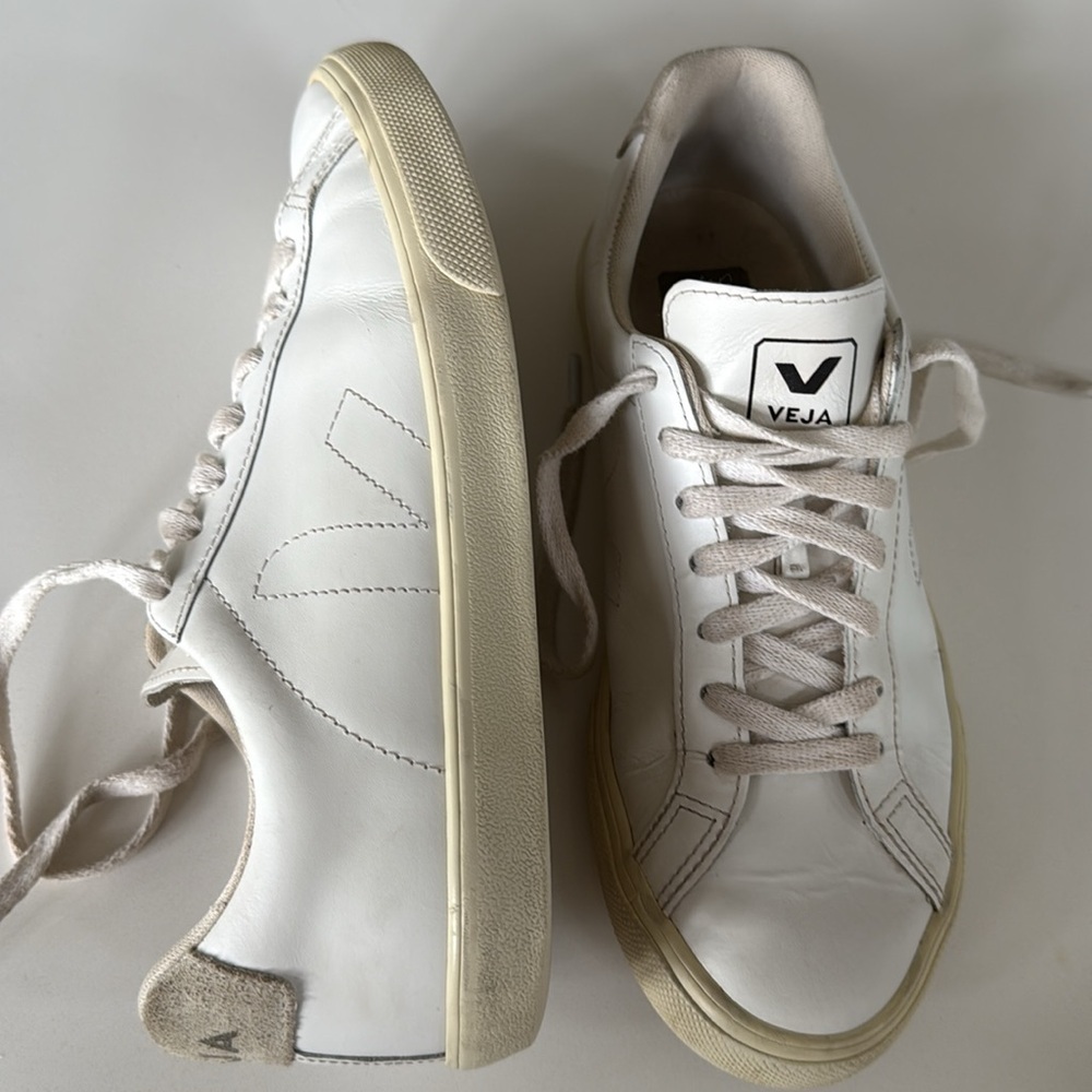 VEJA Esplar Leather Logo Sneakers in White Color  Womens Size 7 - Picture 14 of 16